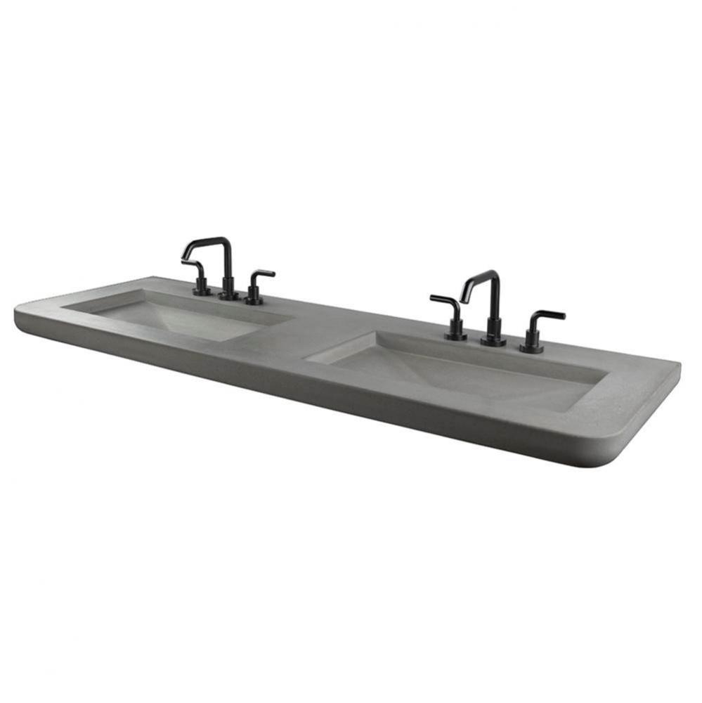 Vanity top sink made of concrete, no overflow. W: 68'', D: 23'', H: 3'&ap