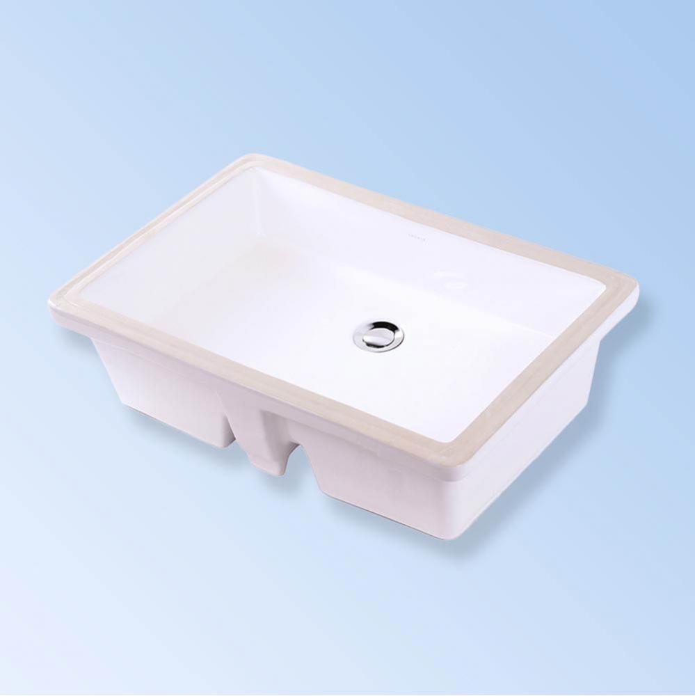 Under-counter porcelain Bathroom Sink with an overflow, unglazed exteri. 22''W, 15 3/8&a