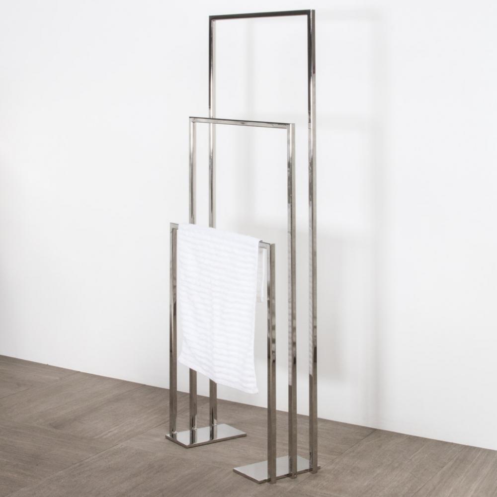 Floor-mount triple towel stand made of stainless steel, fixing floor kit included. W: 19 3/4'