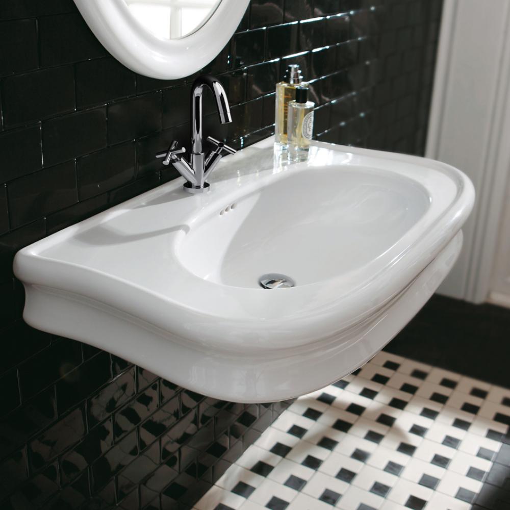 Wall-mount or vanity top porcelain Bathroom Sink with an overflow