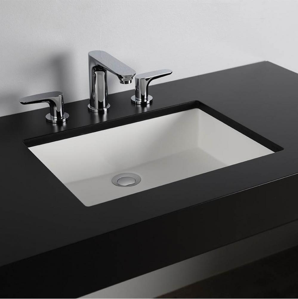 Under-counter Bathroom Sink made of solid surface with an overflow. W: 23 1/2'', D: 15&a