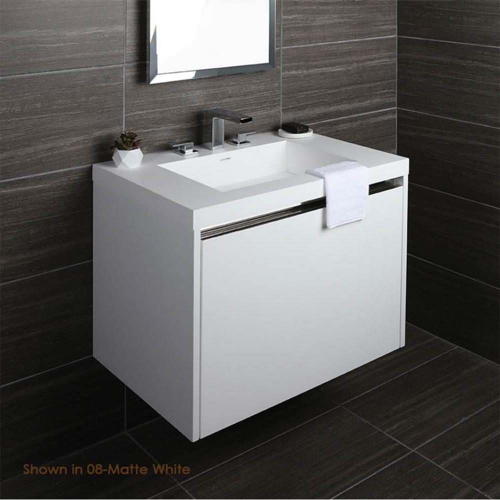 Wall-mount under counter vanity with a drawer a notch in back. Bathroom Sink H262Tsold separately