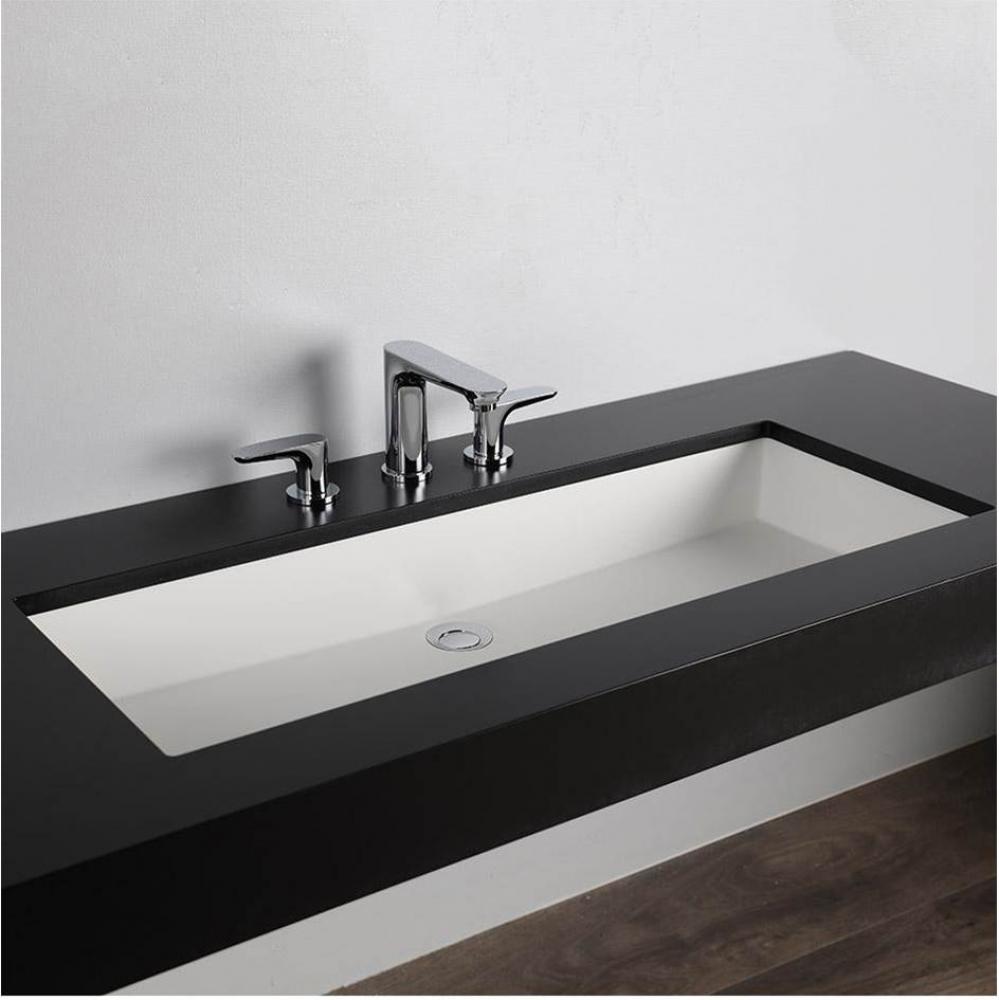Under-counter Bathroom Sink made of solid surface with an overflow. W: 35 1/2'', D: 15&a