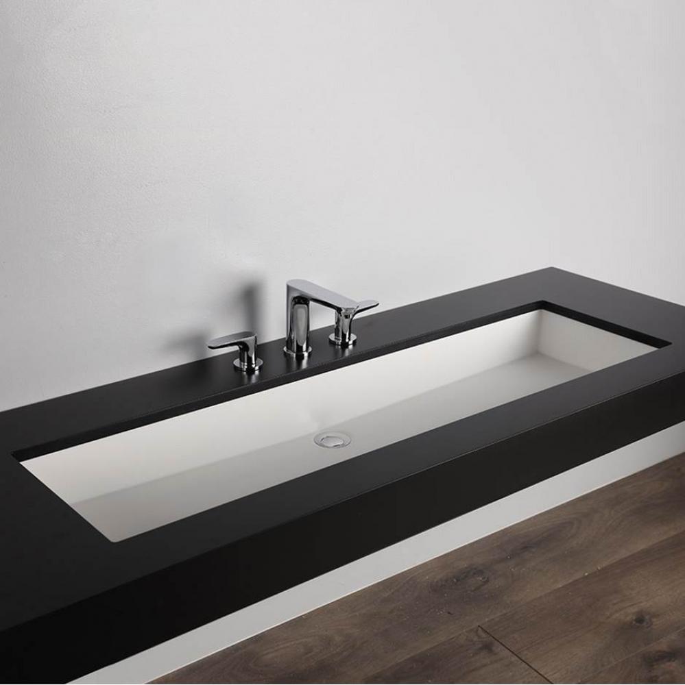Under-counter Bathroom Sink made of solid surface with an overflow. W: 47 1/2'', D: 15&a
