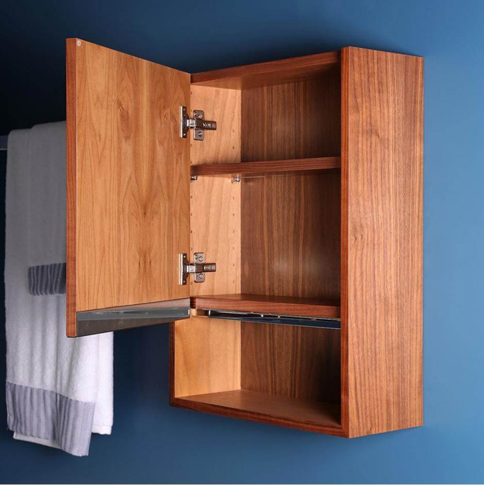 Wall-mounted storage cabinet with one door and one adjustable wood shelf, hinged left,   W: 18&apo