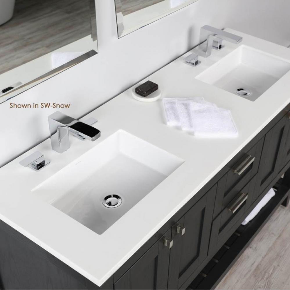 Countertop for vanity STL-W-60 & STL-F-60, with 2 cut-outs for Bathroom Sink 5452UN. W: 60&apo