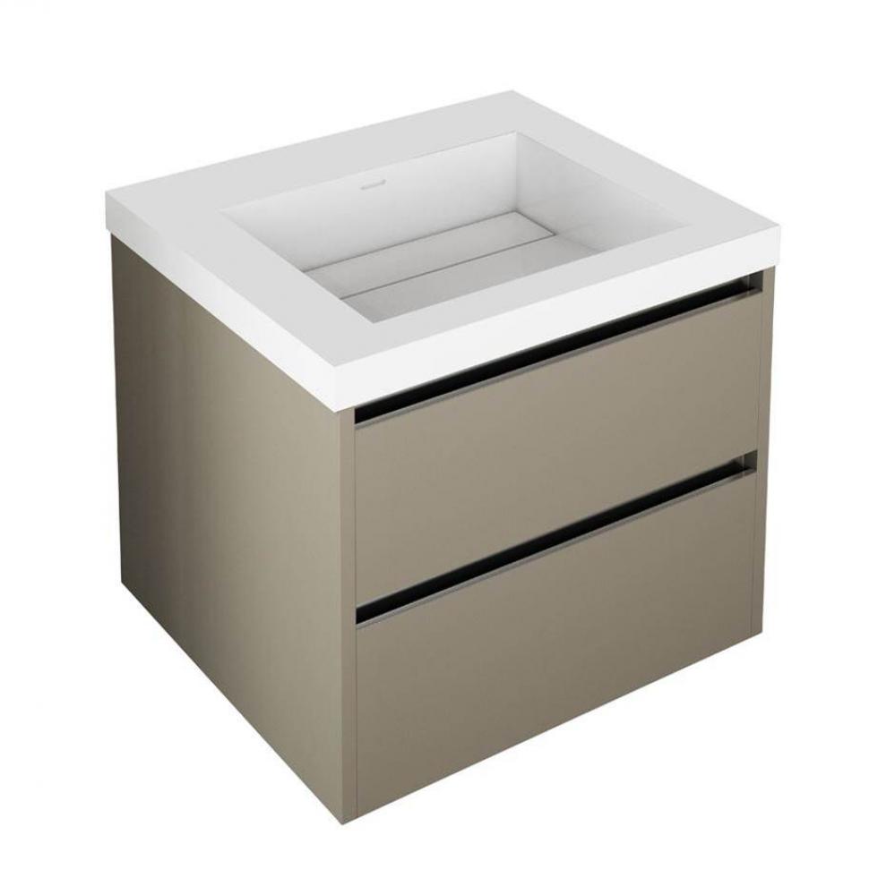 Wall-mount under counter vanity with 2 drawers and notch in back. H261T sold separately.W:23 3/4&a