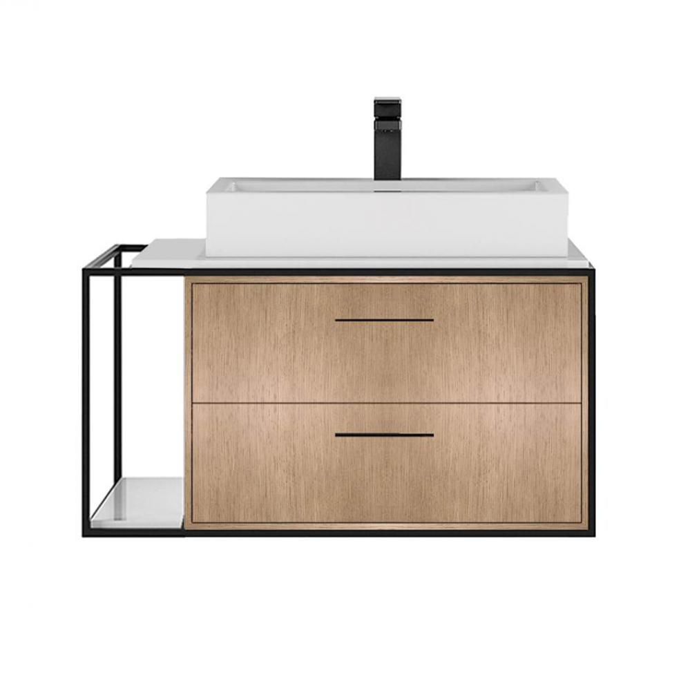 Solid surface countertop for wall-mount under-counter vanity LIN-VS-30R.
