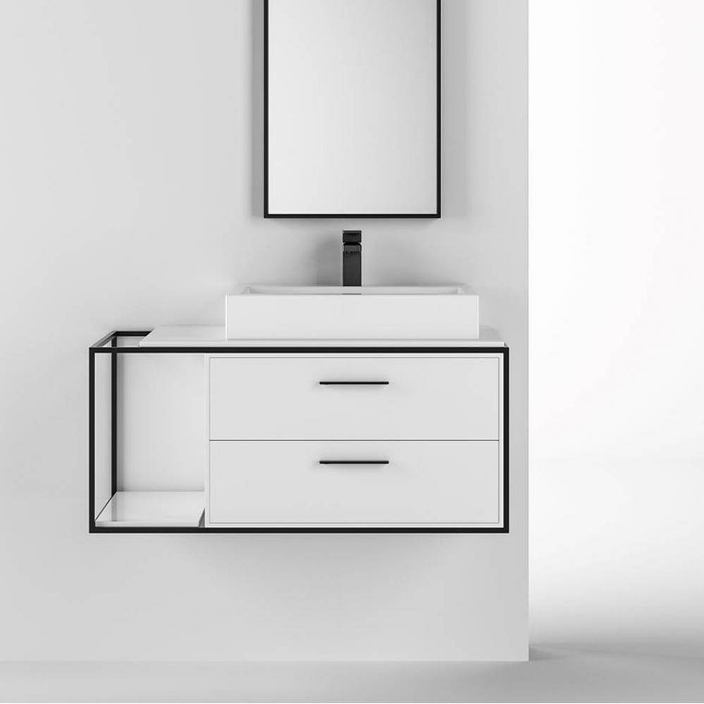 Cabinet of wall-mount under-counter vanity LIN-VS-36R  with sink on the right