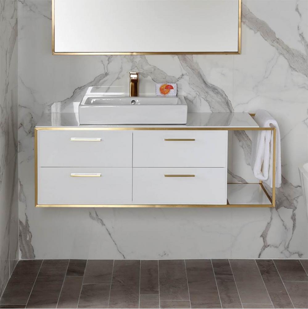 Cabinet of wall-mount under-counter vanity LIN-VS-48L  with four drawers (pulls included), metal f