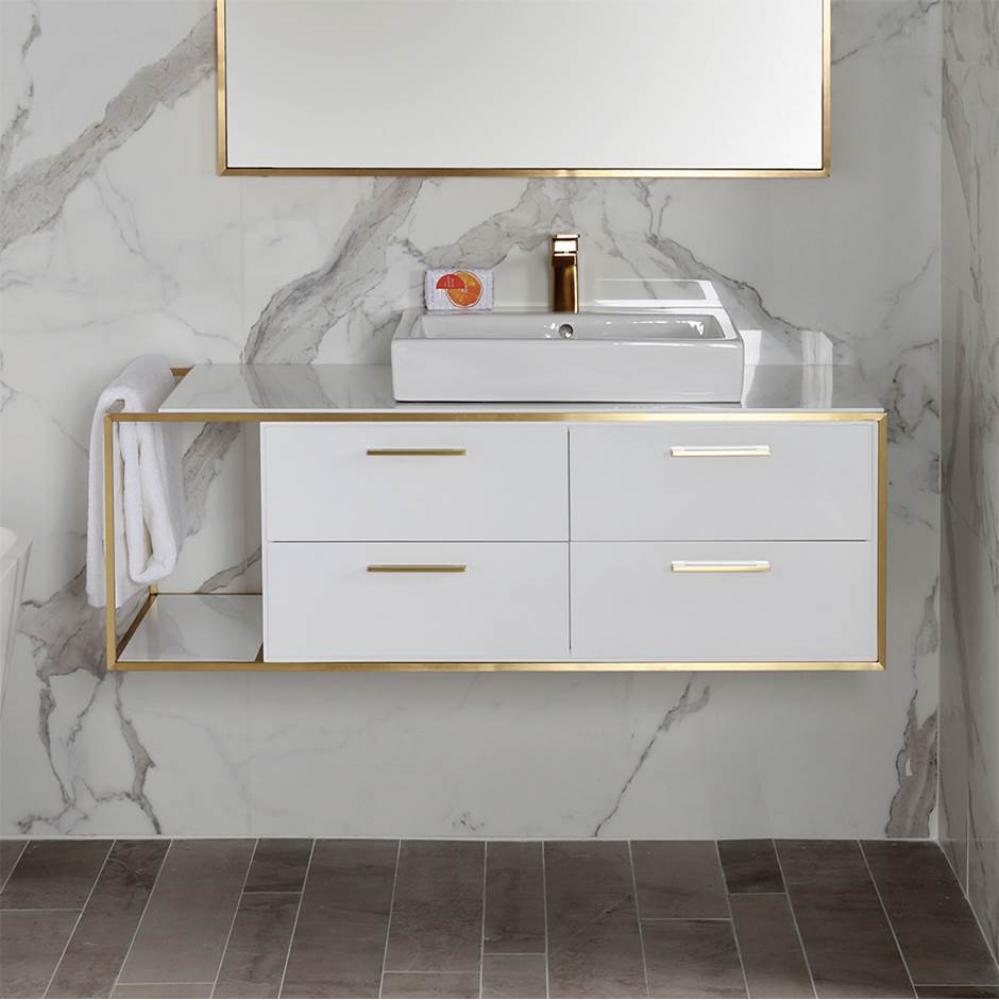 Cabinet of wall-mount under-counter vanity LIN-VS-48R  with four drawers (pulls included), metal f