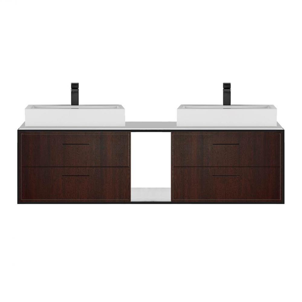 Cabinet of wall-mount under-counter vanity LIN-VS-60A with four drawers (pulls included), metal fr