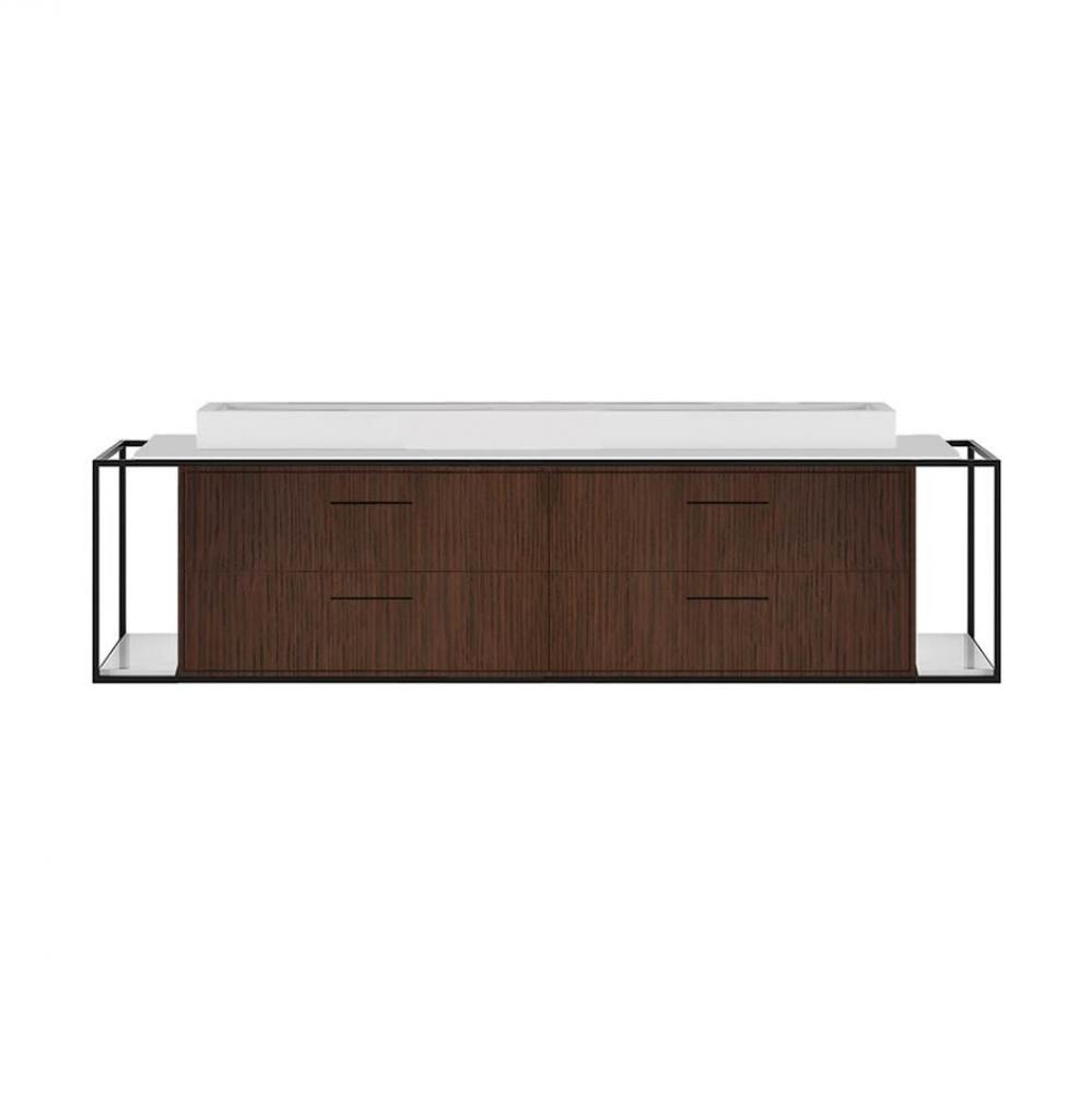 Cabinet of wall-mount under-counter vanity LIN-VS-72B with four drawers (pulls included), metal fr
