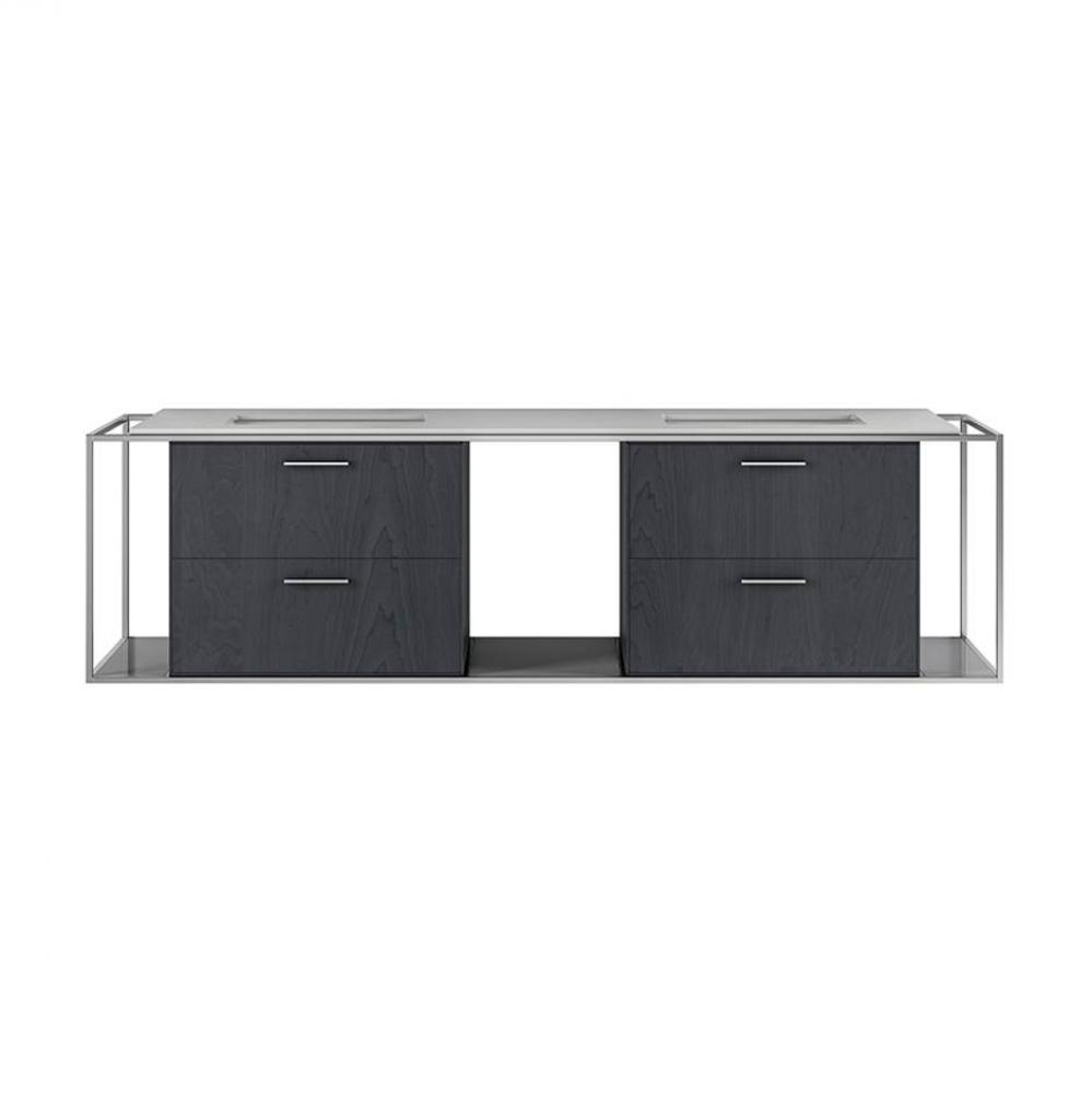 Cabinet of wall-mount under-counter vanity LIN-UN-72A with four drawers (pulls included), metal fr