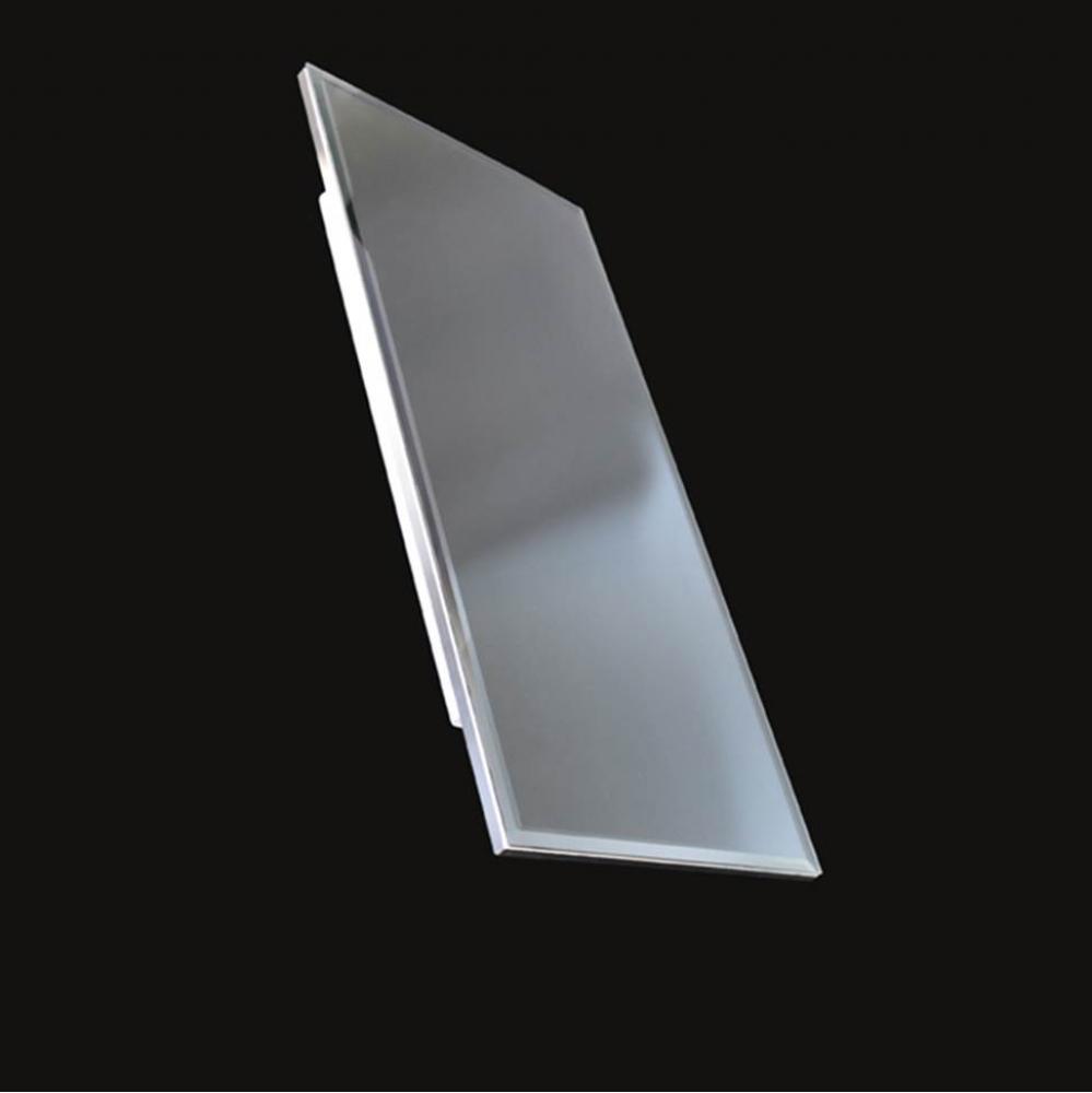Wall- mount beveled mirror with chrome edges and LED lights. W; 15'', H: 34'',