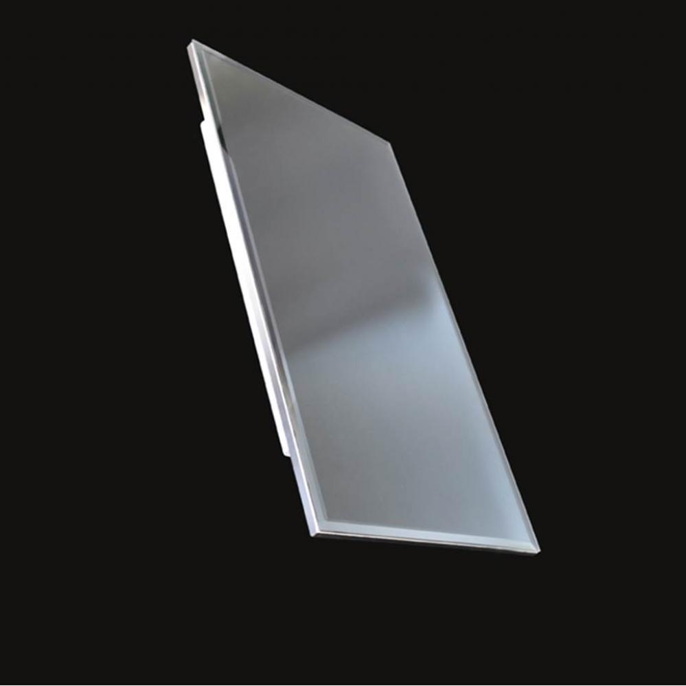 Wall- mount beveled mirror with chrome edges and LED lights. W; 19'', H: 34'',