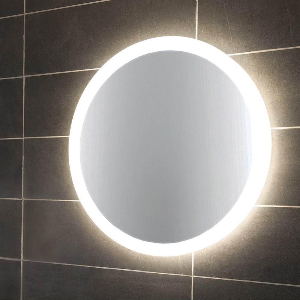 Mirror with clear frosted resin frame and LED accent light