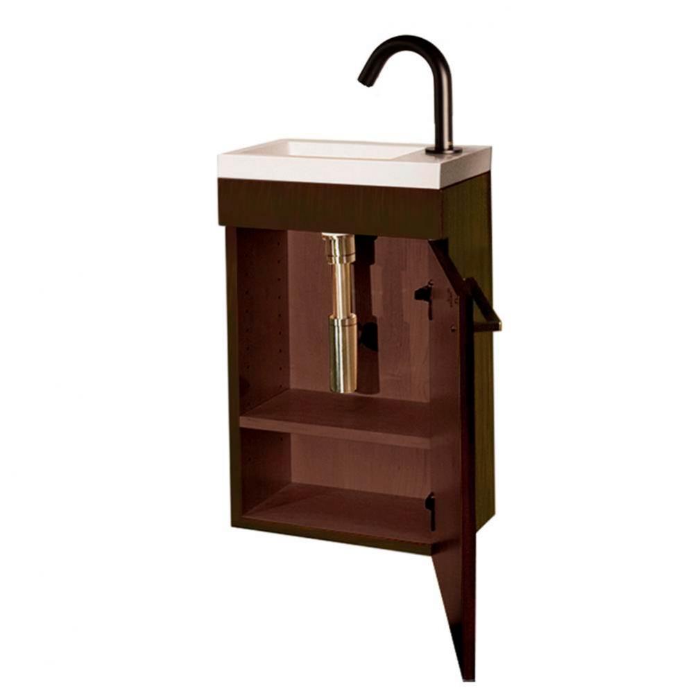 Wall-mount under-counter vanity with one adjustable shelf behind a door, 15 7/8''W x 8 3