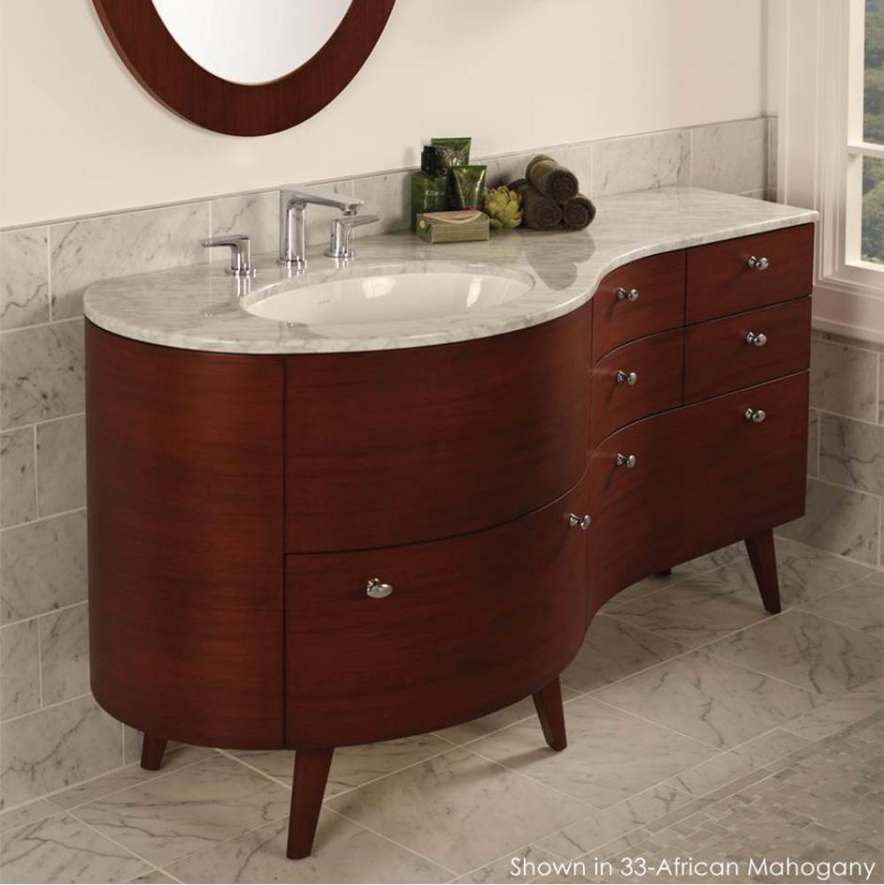 Free-standing under-counter vanity for one Bathroom Sink on the right
