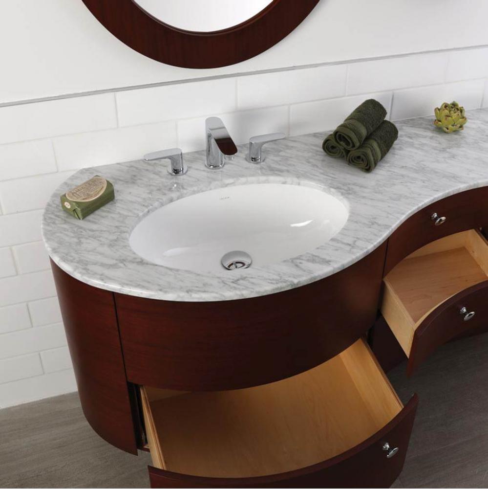 Countertop for vanity FLO-F-48R, with a cut-out for Bathroom Sink 33LA, DX and SX.