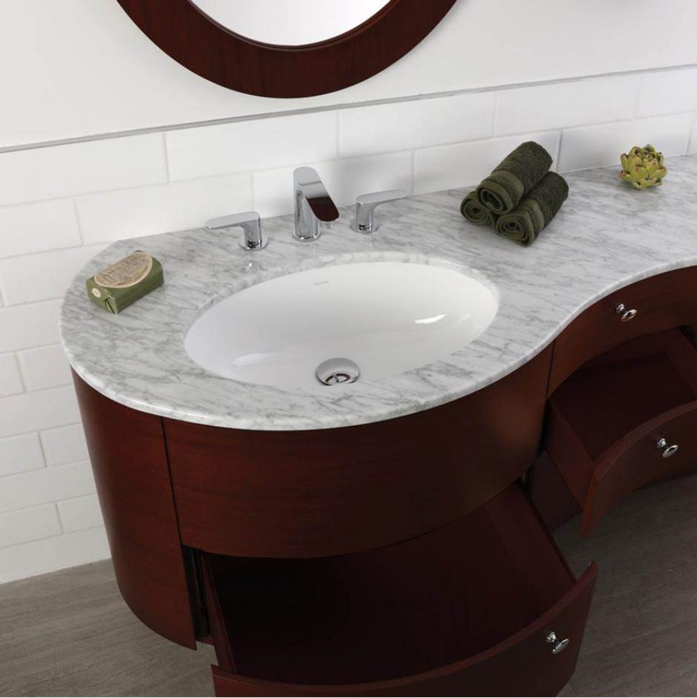 Countertop for vanity FLO-F-48L, with a cut-out for Bathroom Sink 33LA, DX and SX.