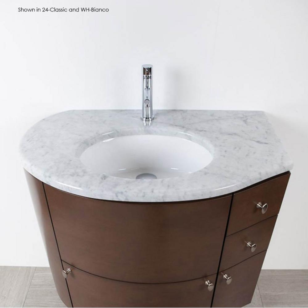 Countertop for vanity FLO-F-36L, with a cut-out for Bathroom Sink 33LA, DX and SX.