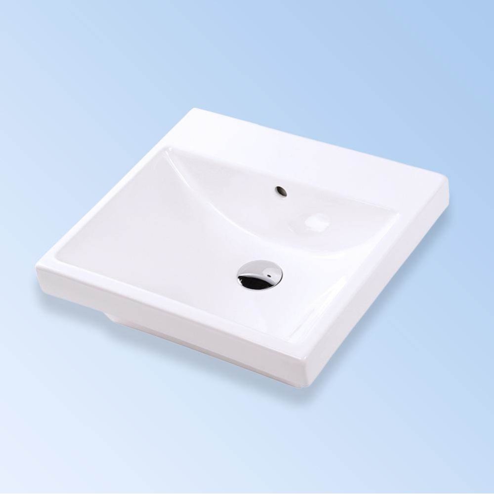wall-mounted porcelain  Bathroom Sink with overflow and with 01 - one faucet hole, 02 - two faucet
