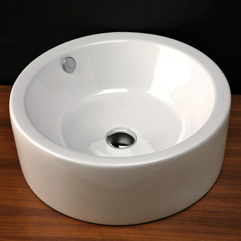 Vessel porcelain Bathroom Sink with overflow, finished back.19 1/4'' DIAM, 7''