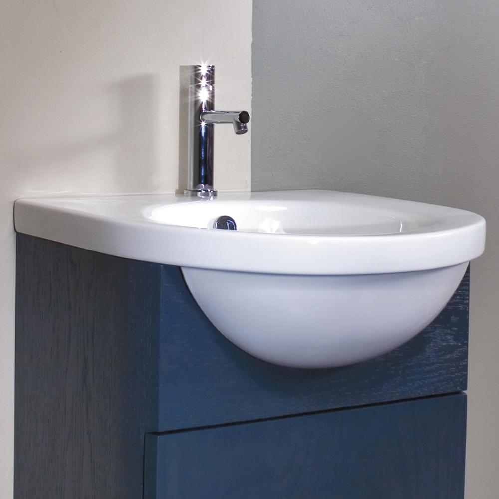 Wall-mount or semi-recessed porcelain Bathroom Sink with an overflow, unfinished back. 20'&ap