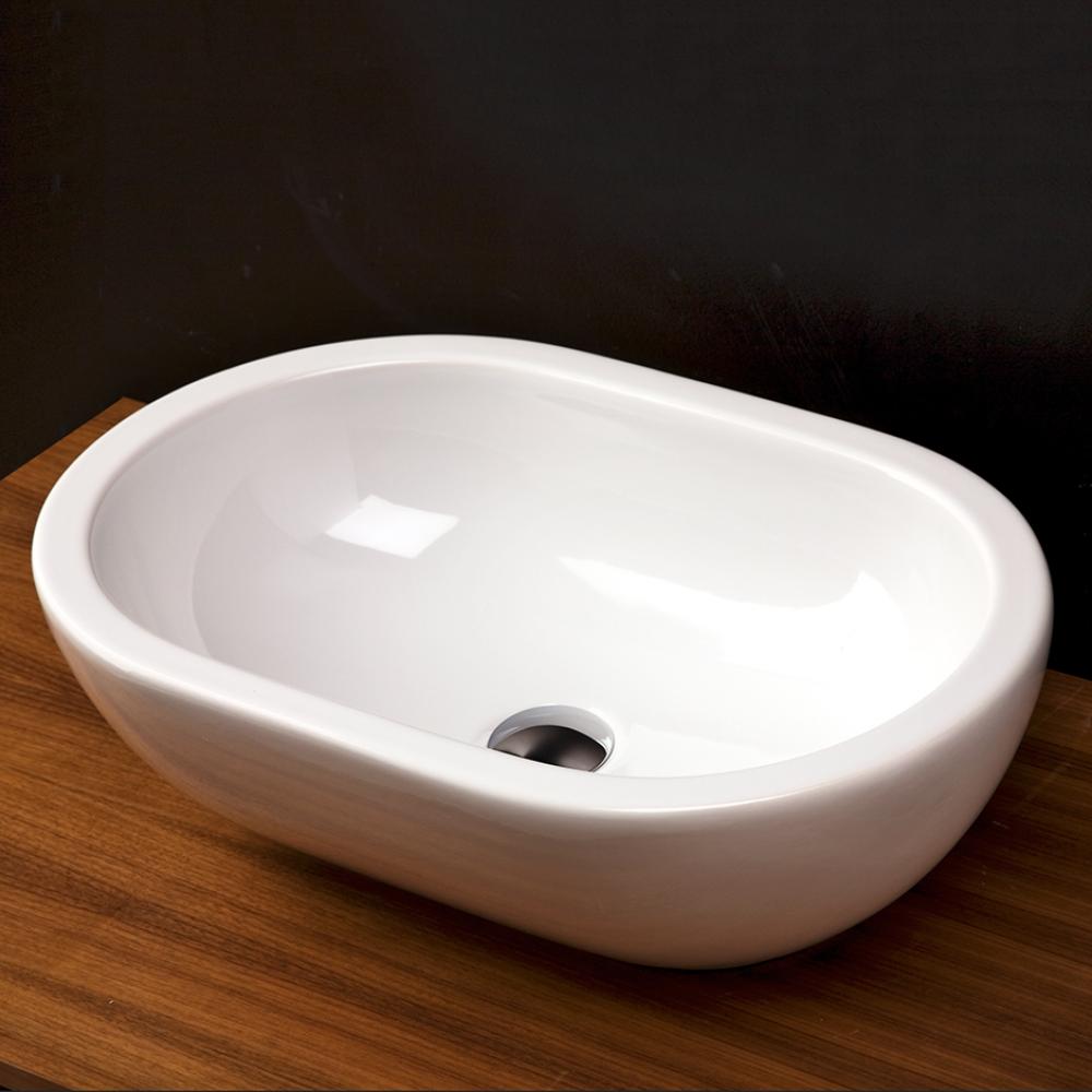 Vessel porcelain Bathroom Sink without an overflow, finished back.23 5/8''W, 15 3/4&apos