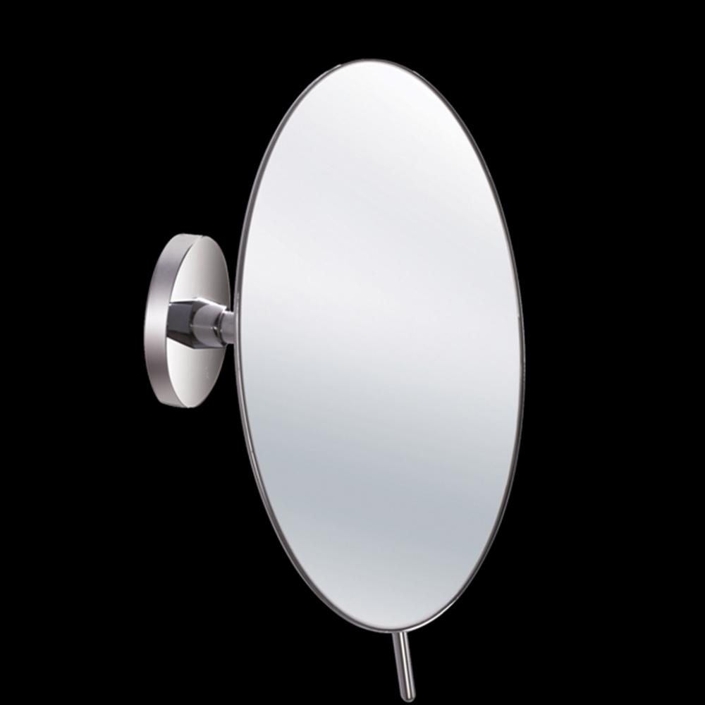 Wall mount 3x magnifiyng mirror, adjustable with dual arm. Round.Diam: 8'', D:5'&ap