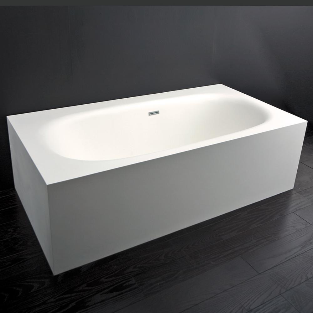 Free-standing soaking bathtub made of white solid surface with an overflow, net weight 507 lbs, wa