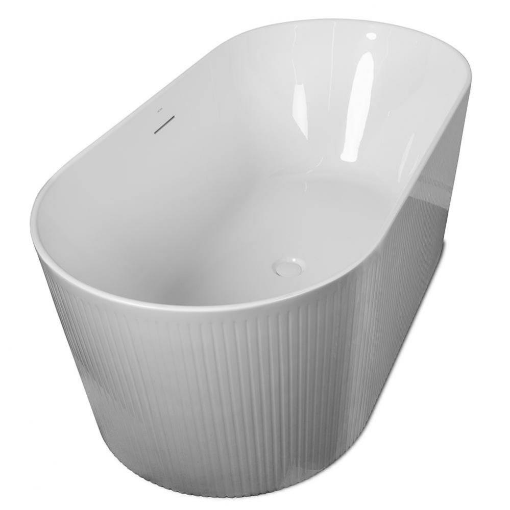 Free-standing fluted bathtub made of luster white acrylic with an overflow. Shipping class 4. 59&a