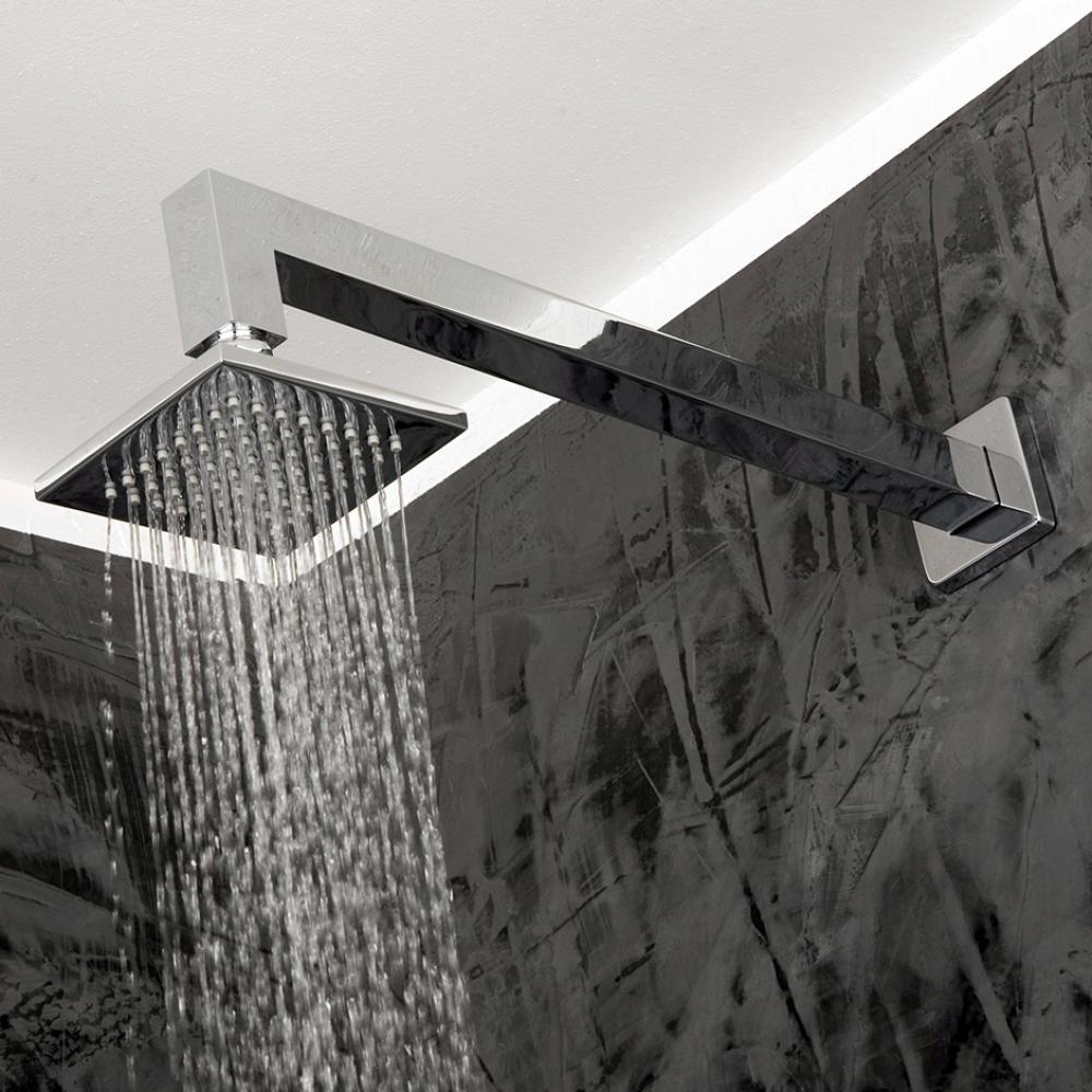 Wall-mount tilting square rain shower head, 64 rubber nozzles. Arm and flange sold separately, 4&a
