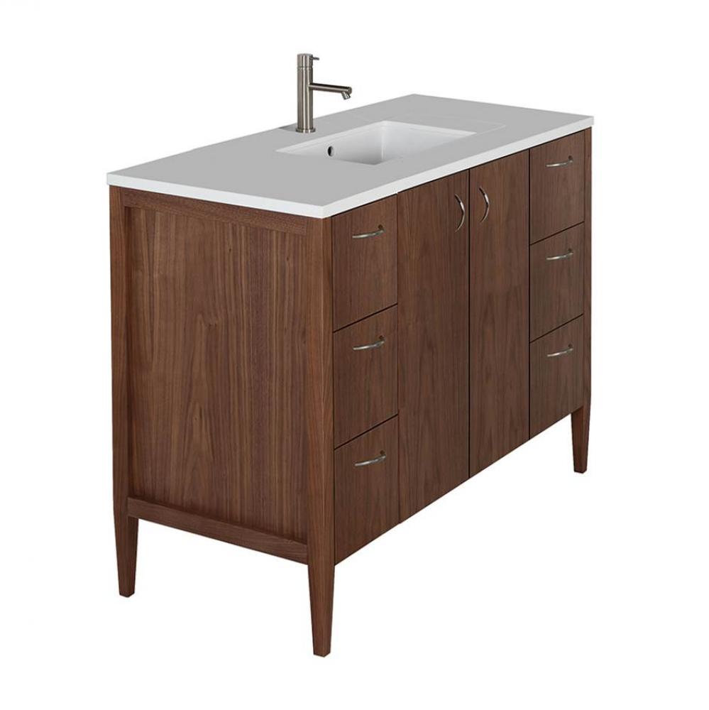 Free-standing under-counter vanity with three drawers on both sides and two doors on the center(pu