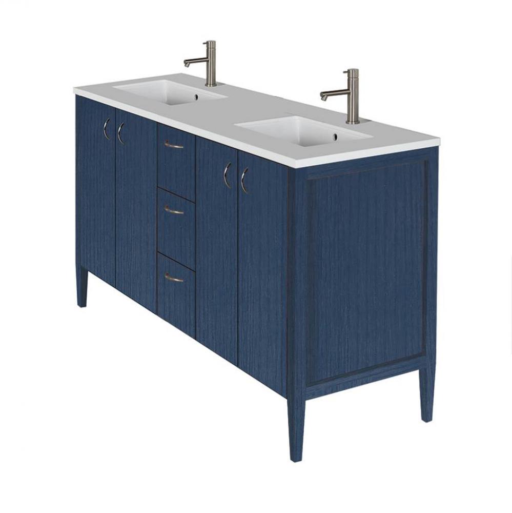 Counter top for double  vanity LRS-F-60A with cut -outs for Bathroom Sink 5062UN. W: 60'&apos