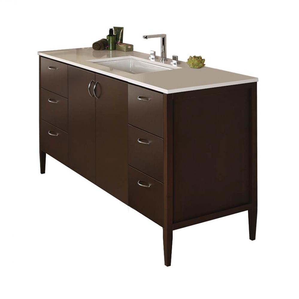 Free-standing under-counter vanity with three drawers on both sides and two doors on the center(pu