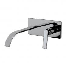 Lacava 13013L-A-CR - TRIM - Wall-mount two-hole faucet with one lever handle on the right, with backplate.