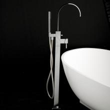 Lacava 1495.1-CR - Floor-standing single-hole tub filler with one lever handle, two-way diverter, and hand-held showe
