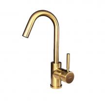 Lacava 1580.1-CR - Deck-mount single-hole faucet with a goose-neck swiveling spout, one lever handle, and a pop-up dr