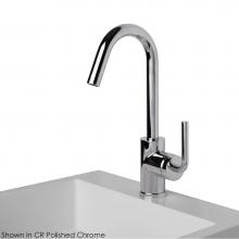Lacava 1580.3-CR - Deck-mount single-hole faucet with a goose-neck swiveling spout, one curved lever handle, and a po