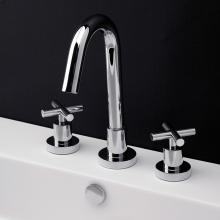 Lacava 1582.1-CR - Deck-mount three-hole faucet with a goose-neck swiveling spout, two cross handles, and a pop-up dr