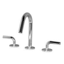 Lacava 1583.4-BG - Deck Mount Three-hole Faucet with A Gooseneck Swiveling Spout, Two Curved Lever Handles, and A Pop