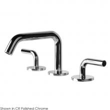 Lacava 1583S.4-CR - Deck-mount three-hole faucet with a squared-gooseneck swiveling spout, and a click clack drain two