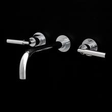 Lacava 1584L.1-B-PN - ROUGH - Wall-mount three-hole faucet with two lever handles, no backplate, spout 9 7/8''