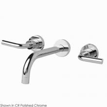 Lacava 1584L.3-A-CR - TRIM - Wall-mount three-hole faucet with two curved lever handles, no backplate, spout 9'&apo