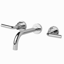 Lacava 1584S.3-A-PS - Trim- Wall Mount Three-hole Faucet with Two Curved Lever Handles, No Backplate, Spout 6'&apos