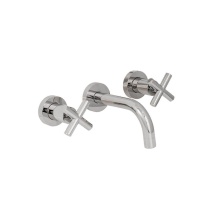 Lacava 1585S.1-A-PB - Trim - Wall Mount Three-hole Faucet with Three-hole Faucet with Two Cross Handles, No Backplate, S