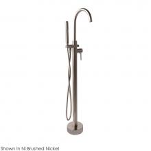 Lacava 1595.1-CR - Floor-standing tub filler 37 1/4''H with one lever handle, two-way diverter, and hand-he