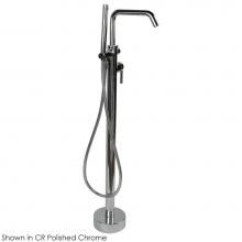 Lacava 1595S-CR - Floor-standing tub filler 37 1/4''H with one curved lever handle, square spout, two-way